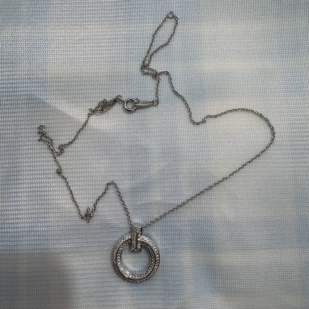 Tiffany & Co Silver Necklace With Diamond Hoop Pendant - Picture 3 of 4